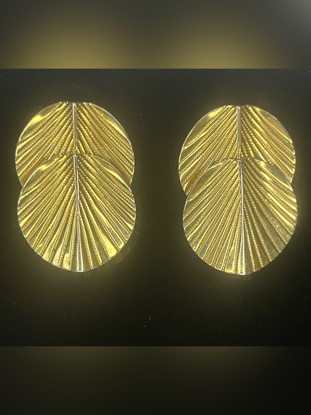 Gold Textured Leaf Drop Earrings - Women Jewelry